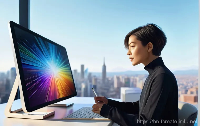 디지털 아티스트의 작품 분석 AI - **Prompt:** A female digital artist, mid-20s, with stylish short hair, wearing a chic, long-sleeved ...