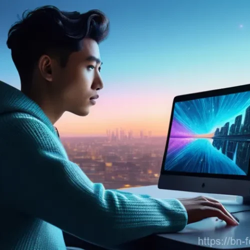 Home 25 실시간 창작 지원 AI - **A New World of Creative Collaboration:**
A medium shot, cinematic digital painting of a young,...